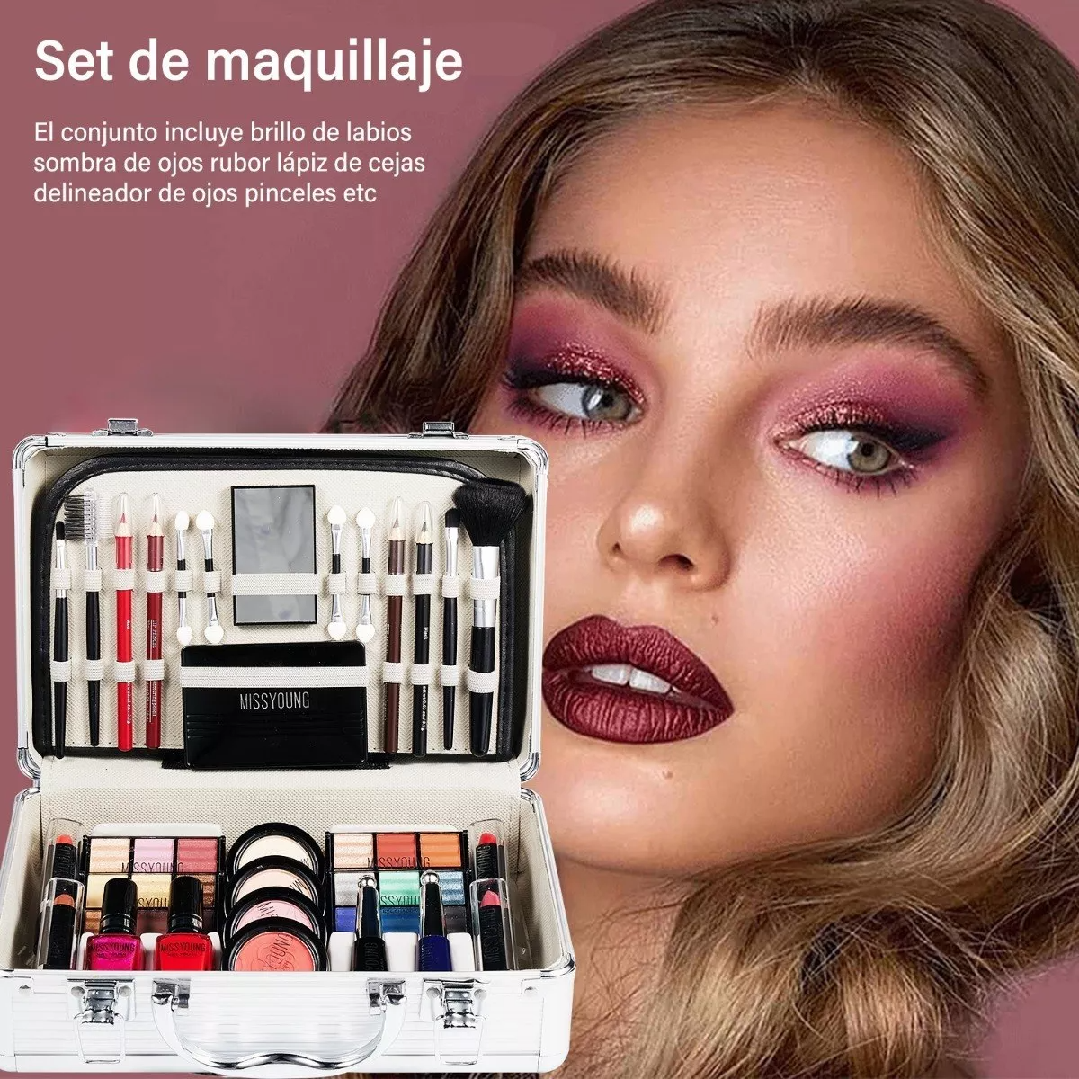 Kit de maquillaje profesional para mujeres, kit completo de maquillaje, kit  de maquillaje cosmético con bolsa de maquillaje, incluye paleta de sombras