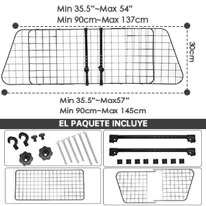 Dimensiones y accesorios del protector para perros de malla de alambre resistente