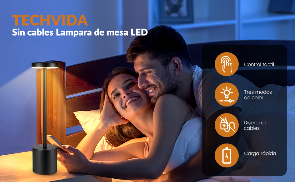 Lámpara de Mesa Inalámbrica LED Negra