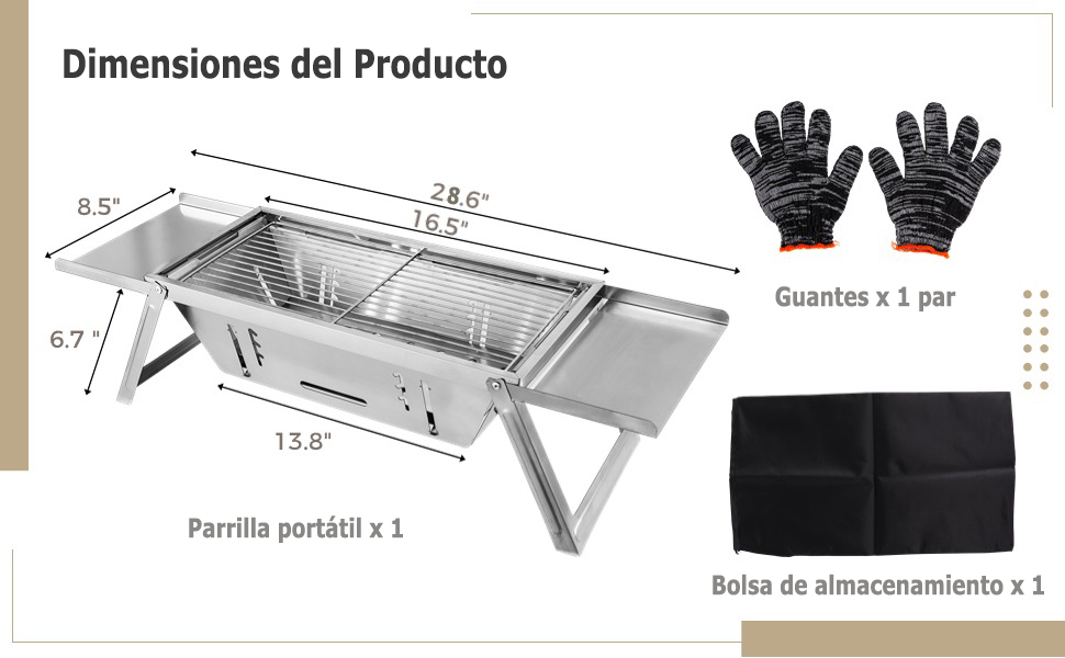 Parrilla de Carbón Plegable Portátil