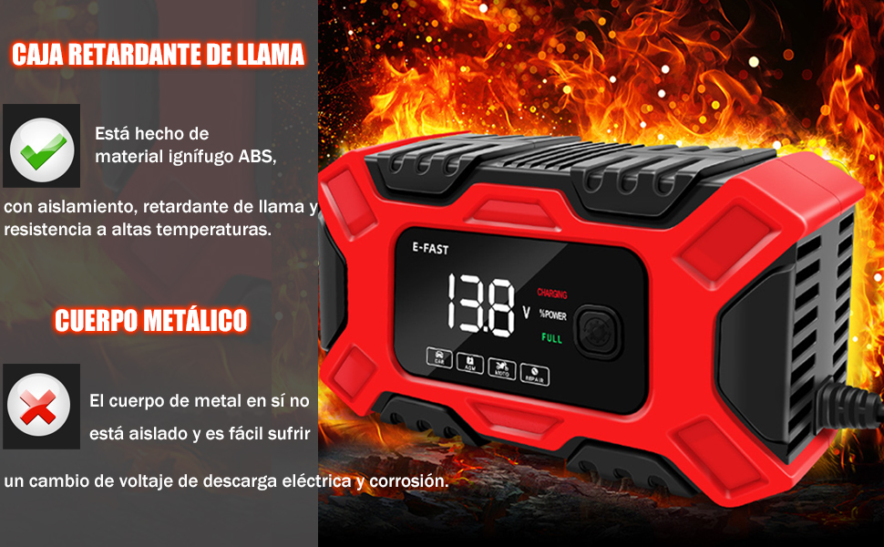 Cargador Inteligente de 12V Para Batería de Auto/Motocicleta HONGLONG 6A 12V