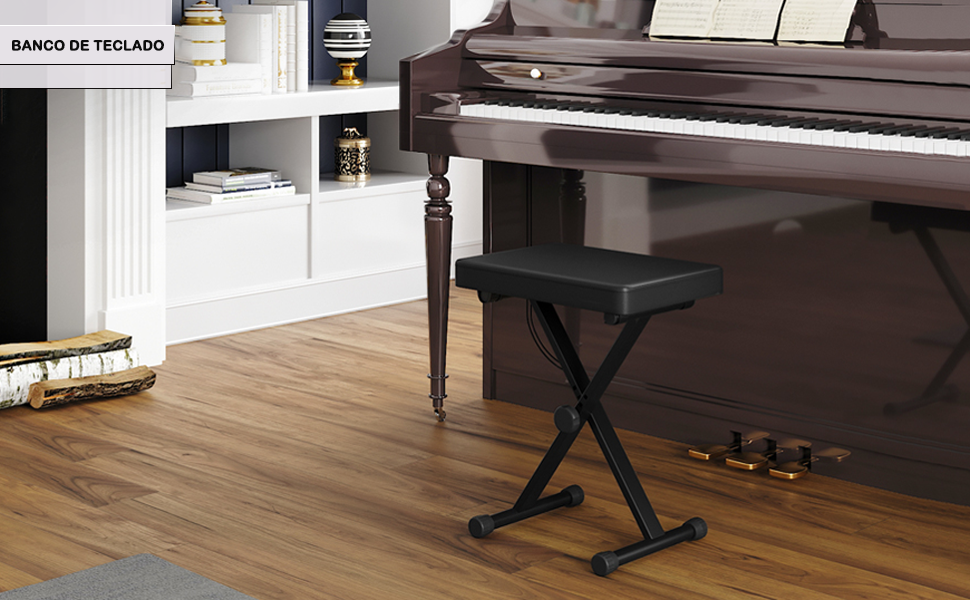 Taburetes para Pianos, Banco de Piano Ajustable de Metal en Forma de X Plegable