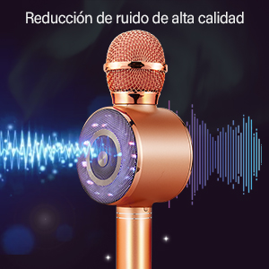 Micrófono de Karaoke Inalámbrico, 4 en 1Micrófono Bluetooth con Altavoz y LED