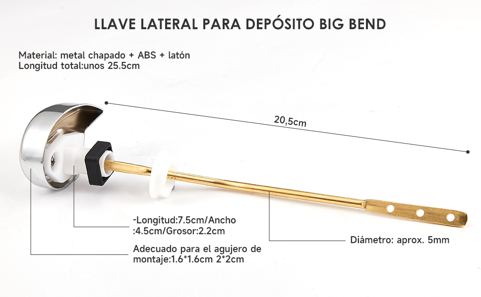 Manija universal para inodoro de montaje frontal