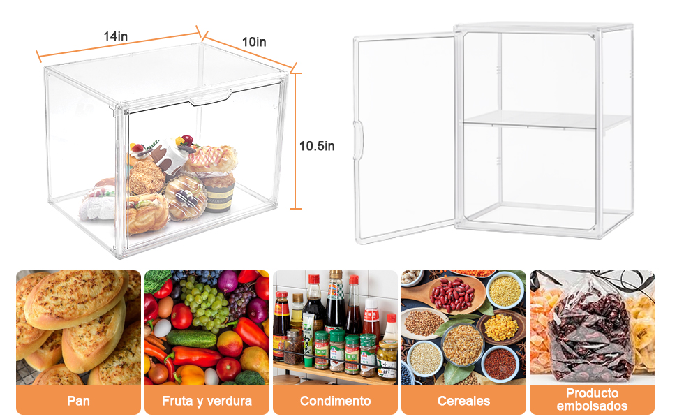 2 capas ajustable, segura para alimentos, almacenamiento de pan transparente 