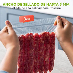 Ancho de sellado de hasta 3 mm