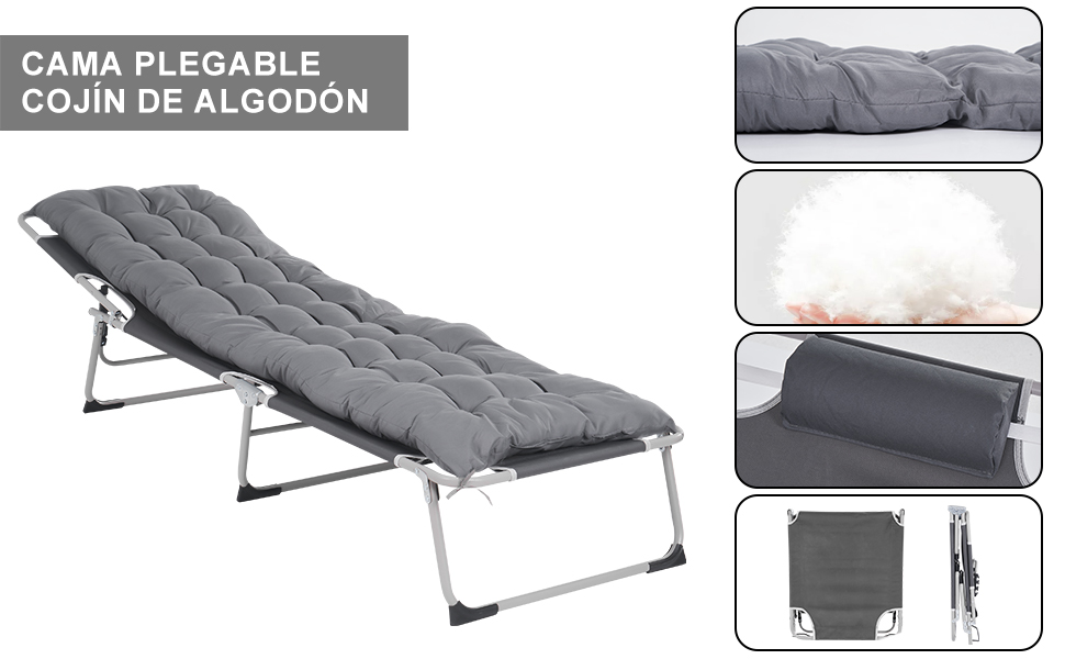 Cama de camping al aire libre plegable ajustable