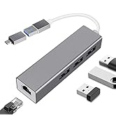 Adaptador USB C a Ethernet, 4 En 1 Adaptador USB C Ethernet con Puerto LAN de Red Gigabit RJ45 10...