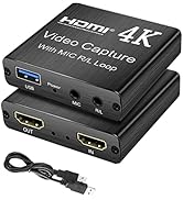 Capturadora de Video, TXG Tarjeta de Captura de Video USB 3.0 4K HD 1080p, HDMI Video Capture con...