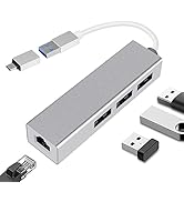 Adaptador USB C a Ethernet, 4 En 1 Adaptador USB C Ethernet con Puerto LAN de Red Gigabit RJ45 10...