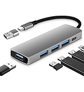 5 En 1 USB 3.0 Hub, Super Speed 10Gbps Hub USB C, Aluminio de USB 3.1 Tipo C hub, para Macbook PC...