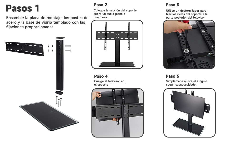 El soporte de suelo para TV es fácil de montar