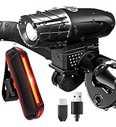 TXG Luces Bicicleta Delantera y Trasera，Juego de Luces para Bicicleta IPX5 Resistente con 4 Modes...