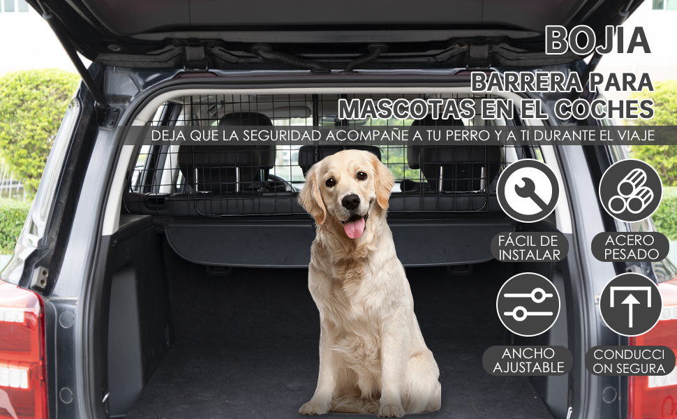 Valla ajustable para perros en el coche