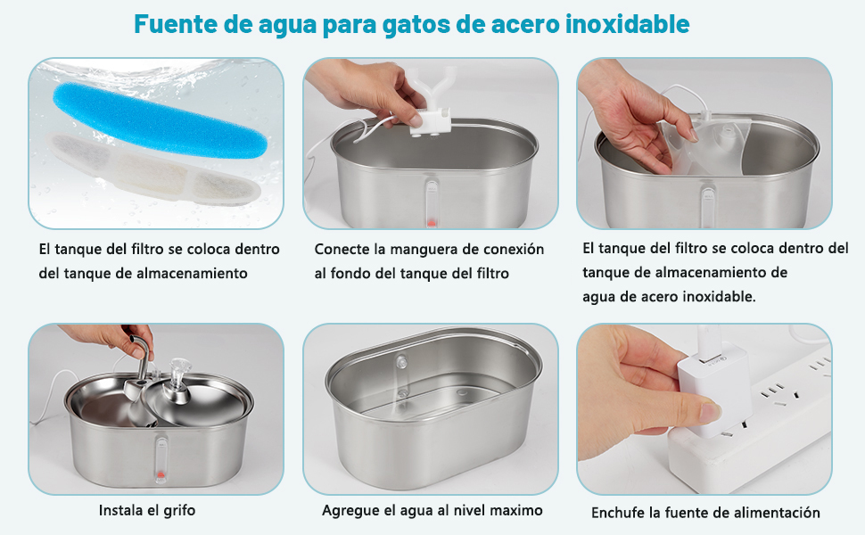 Fuente para Gatos Acero Inoxidable