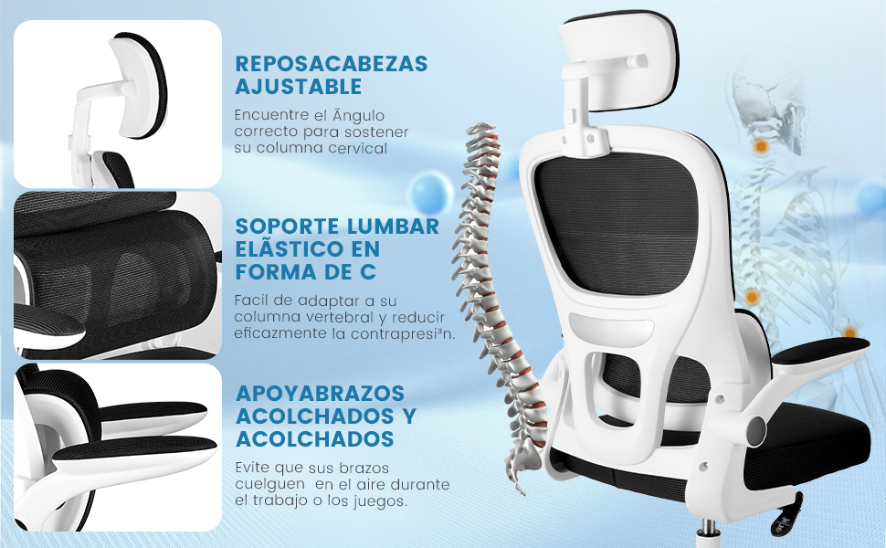 Silla de computadora ergonómica de Respaldo Alto con Soporte