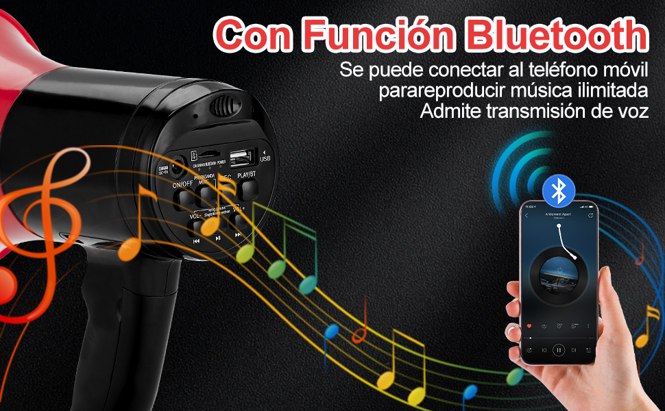 El altavoz Bluetooth reproduce música y grabaciones.