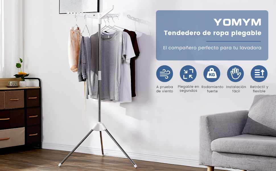 Tendedero de ropa con trípode multifuncional