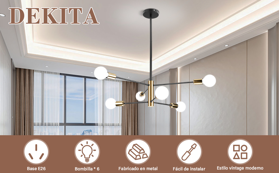 Candelabro Sputnik Moderno, DEKITA Lámpara de Techo con Iluminación Colgante LED