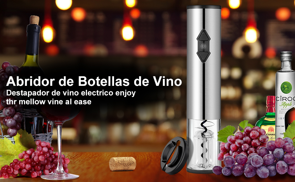 Abridor de Botellas de Vino Sacacorchos Eléctrico de Vinos abrebotellas eléctrico 