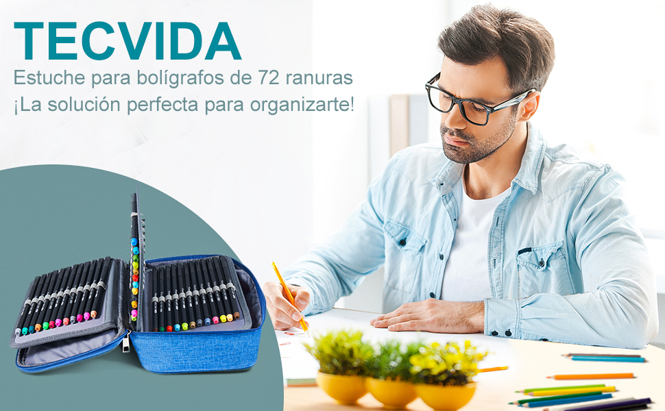 TECHVIDA Bolsa de Almacenamiento de Papelería con 72 Ranuras