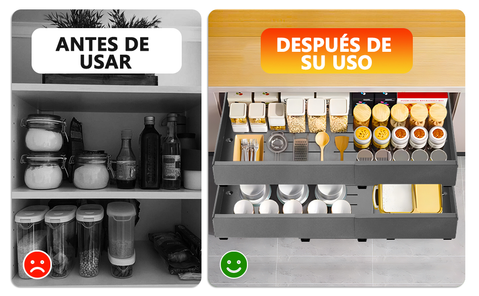 cajones deslizables para cocina