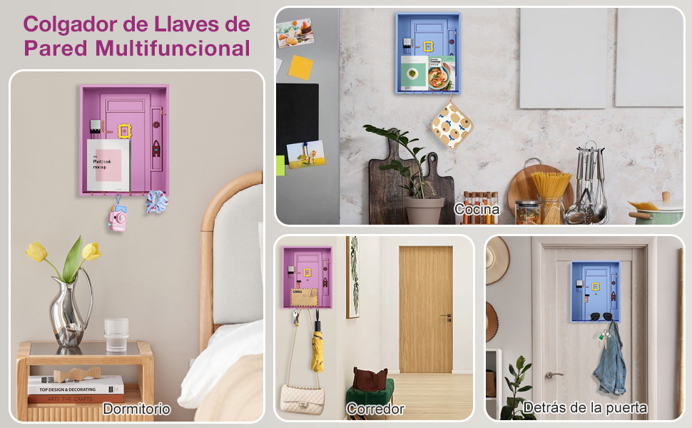 Llavero de pared para puerta (Morado)