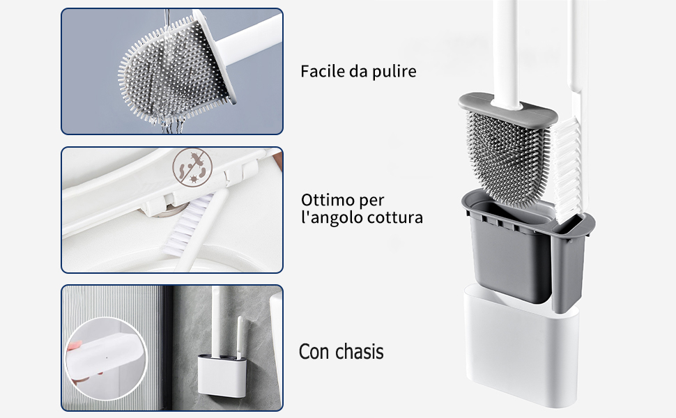 Juego de escobilla de inodoro y soporte con soporte ventilado