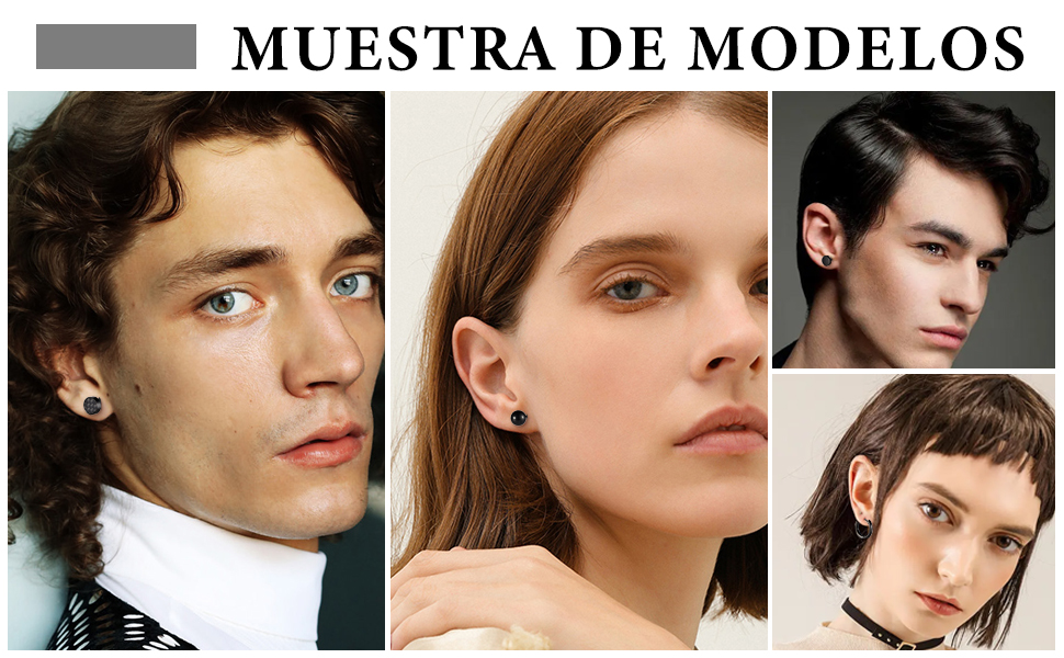 TECHVIDA 15 Pares de Aretes para Hombre, Aretes Negros para Hombrev