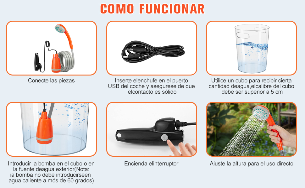 regadera portatil electrica usb recargable