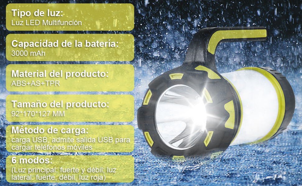 faro impermeable para acampar