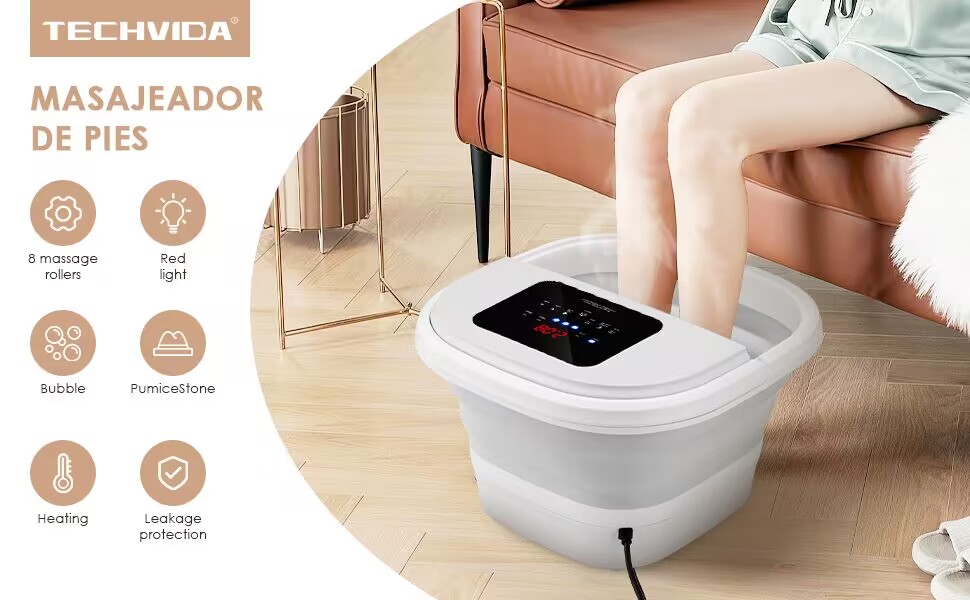 TECHVIDA Masajeador de baño para pies con calor