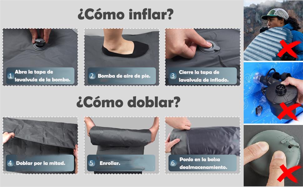 Colchoneta inflable doble para acampar