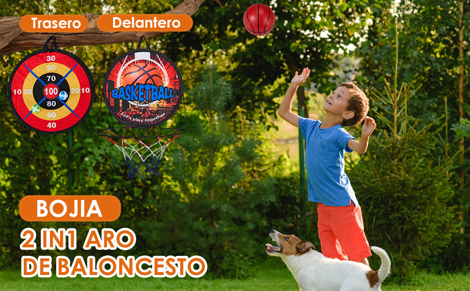 Canasta de Basquetbol para Pared con Juego de Dardos Plegable