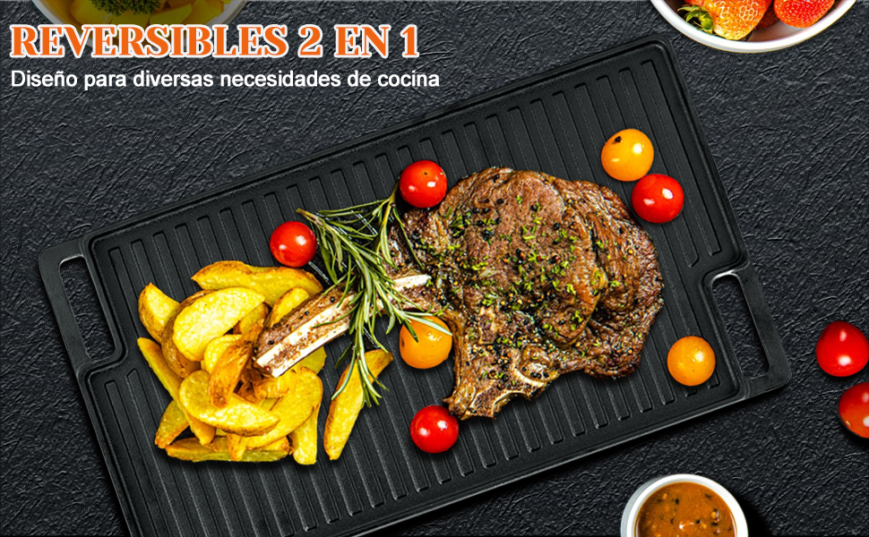 plancha para hamburguesas comal acero inoxidable parrilla hierro fundido parrilla de hierro fundido