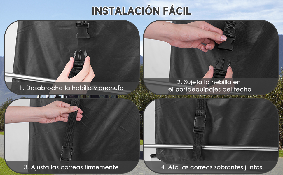 La bolsa de techo es fácil de instalar