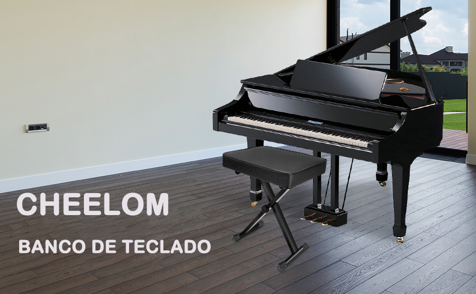 Banco para Piano, Taburetes para Pianos Altura Ajustable de 4 Marcha en Forma de X Plegable