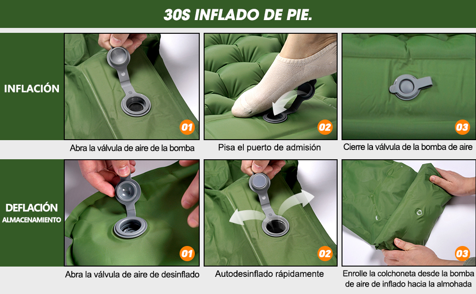 Colchoneta inflable doble para acampar