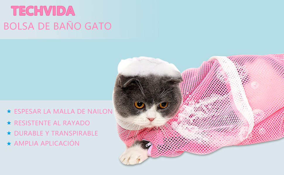 TECHVIDA Bolsa de Baño de Gatos