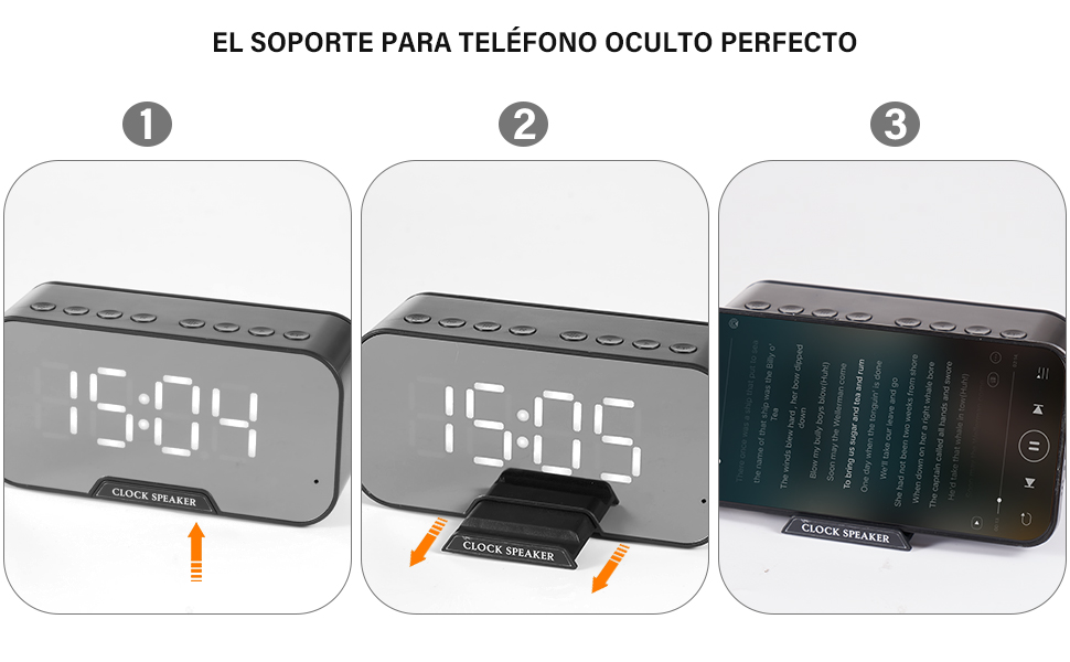 Despertador con soporte para teléfono