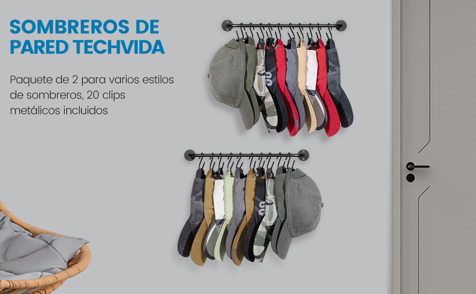 Organizador de gorras para pared