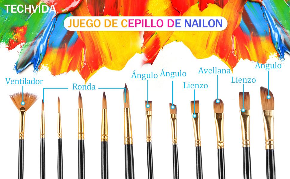 TECHVIDA16 PCS Juego de Cepillos de Pintura Acrílica