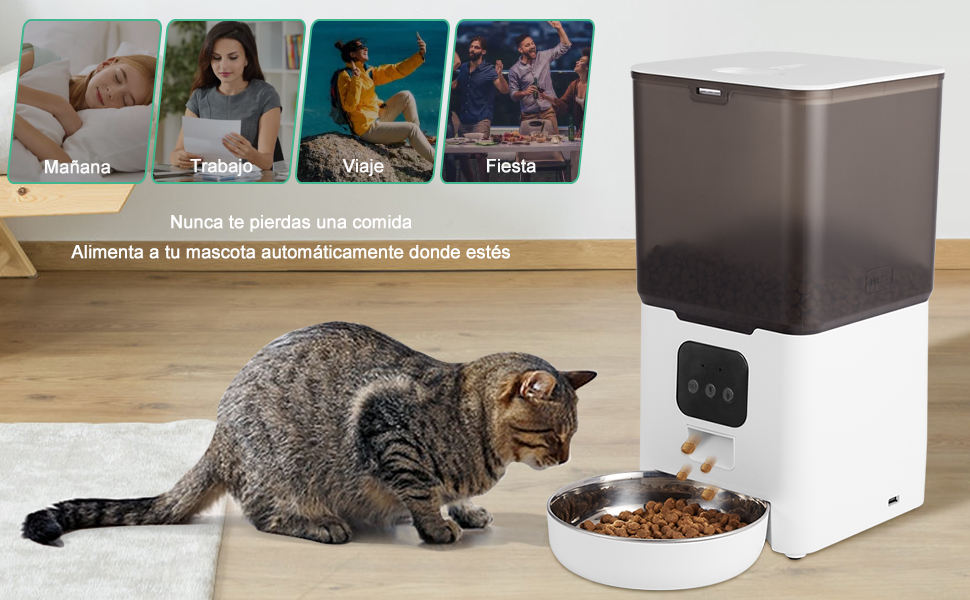 dispensador de Alimentos Secos para Mascotas con Control App