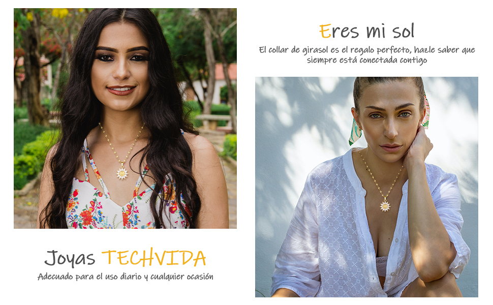 TECHVIDA Collar De Girasol Chapado En Oro para Mujer