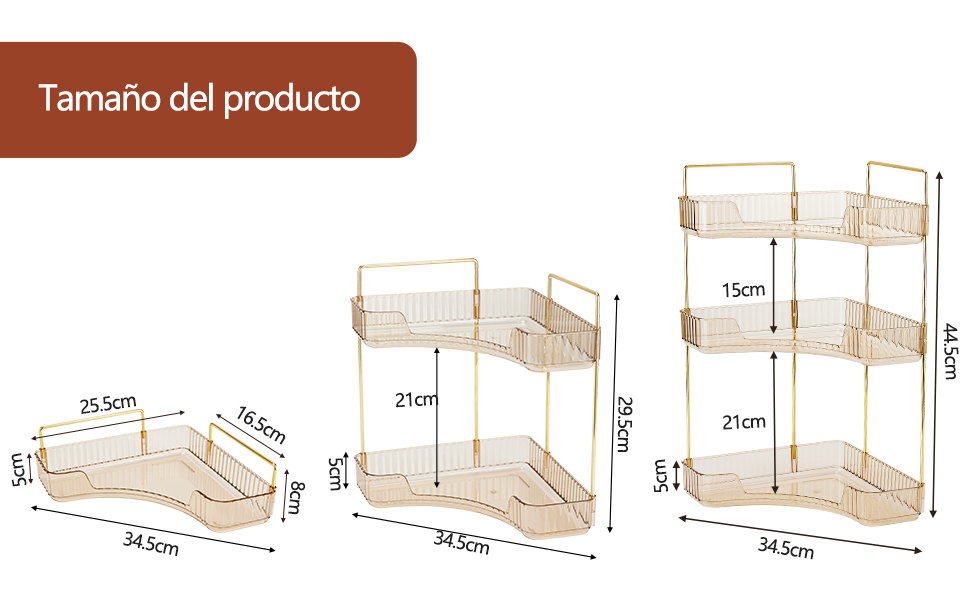 3 tamaños de cajas de almacenamiento para mostrador de baño.