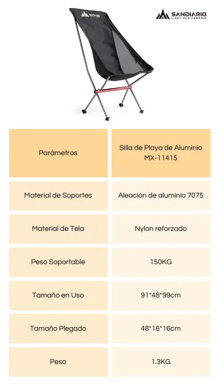 Parmetros de Silla Plegable de Hierro